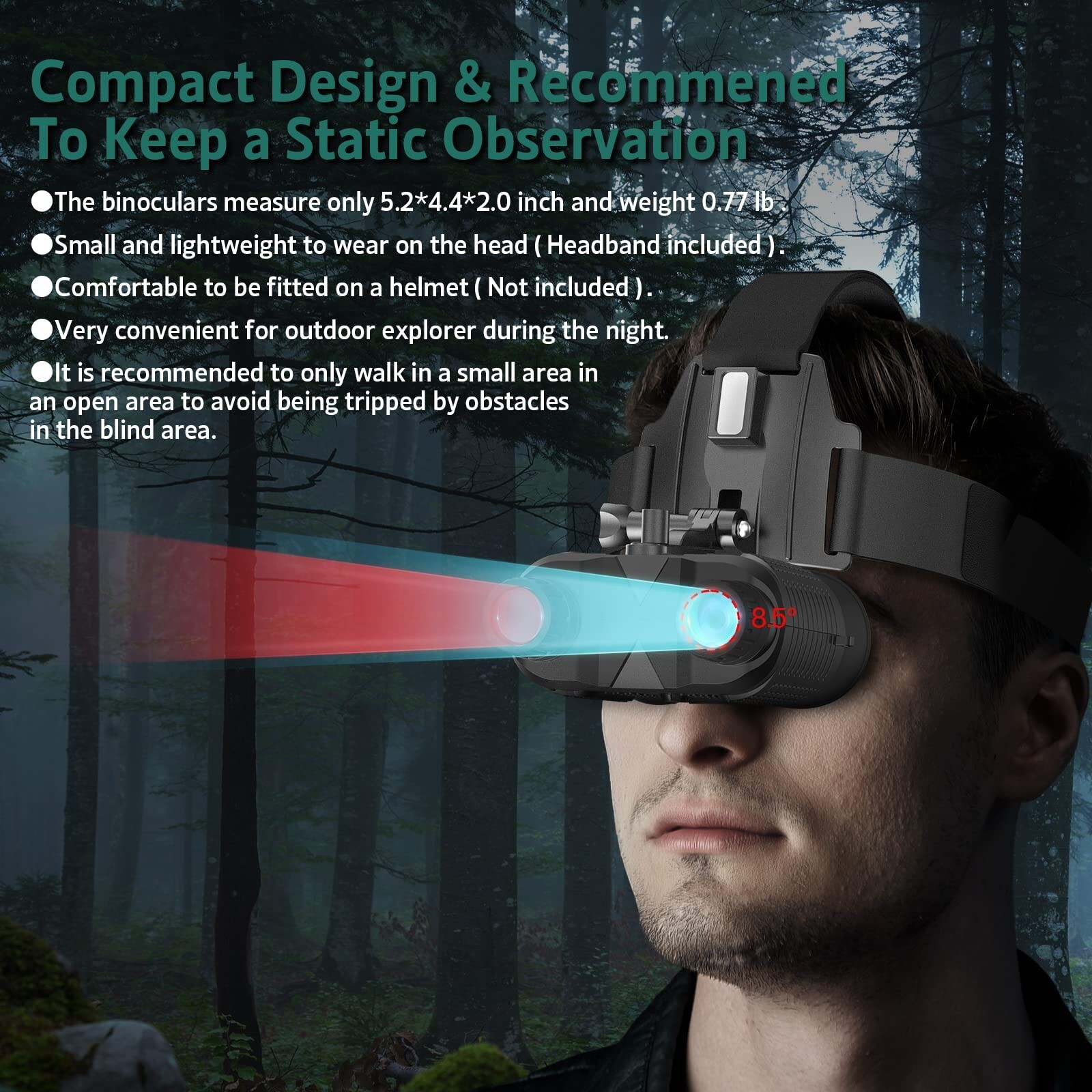 Arzzuniu Head-Mounted Night Vision Goggles - Rechargeable Hands Free Night Vi...
