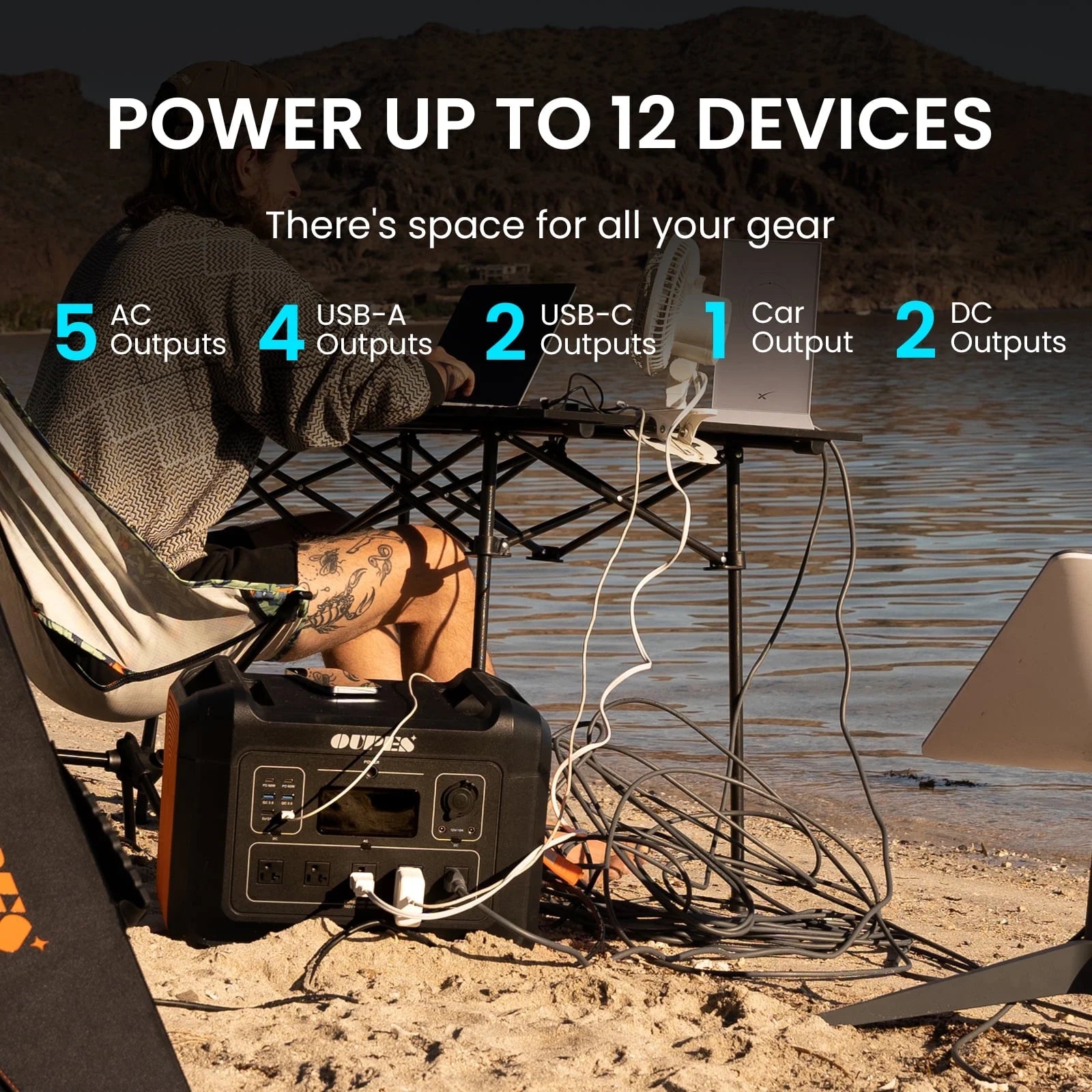 2400 Portable Power Station,2232Wh Lifepo4 Battery,2400W AC Output, Fast Charge, Solar Generator for Camping,Emergency, RV, Off-Grid Living