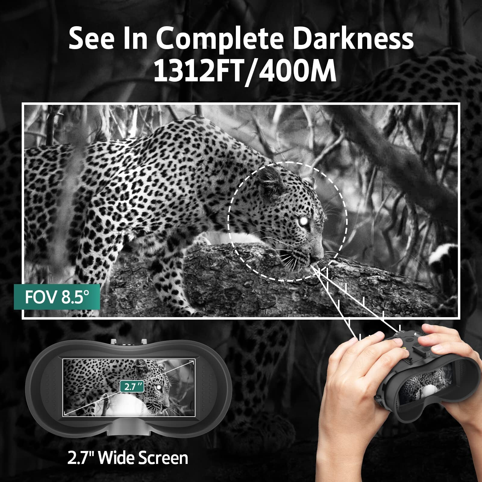 Arzzuniu Head-Mounted Night Vision Goggles - Rechargeable Hands Free Night Vi...