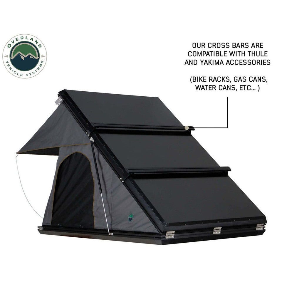 HD Mamba 2 Person Clam Shell Aluminum Hard Shell Roof Top Tent, Grey Body & Green Trim